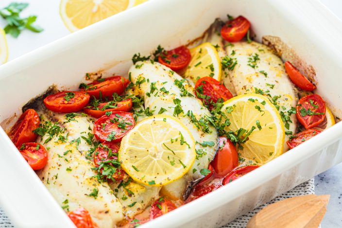 baked cod fillet with cherry tomatoes and butter 2023 05 04 18 16 43 utc scaled